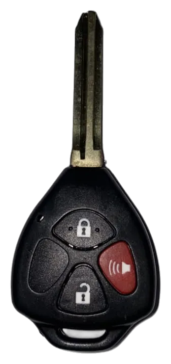 Chave-comando Toyota de três botões, com botão de alarme vermelho
