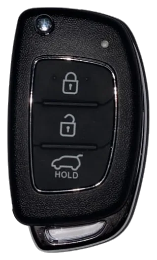 Comando dobrável Hyundai de três botões com moldura cromada